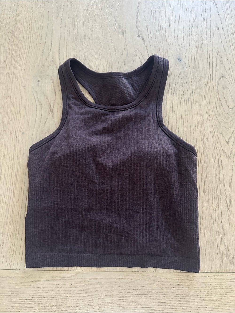LULULEMON Brown Java Ebb to Street Cropped Racerback Ribbed Tank Top Sz 6